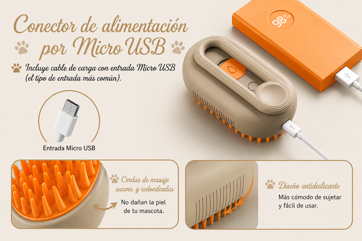 Cepillo Pulverizador para Mascotas